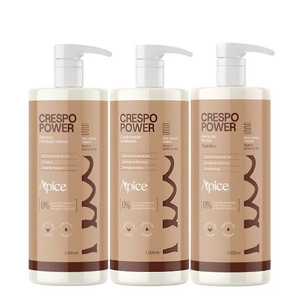 Trio Profissional Crespo Power Shampoo, Condicionador e Creme de Pentear - Apice Cosméticos | Cabelos Crespos Poderosos