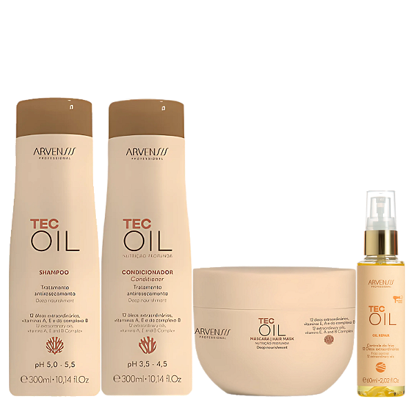 Kit Completo Tec Oil 300g - Arvensis Professional | Tratamento Completo para Cabelos Porosos e Ressecados