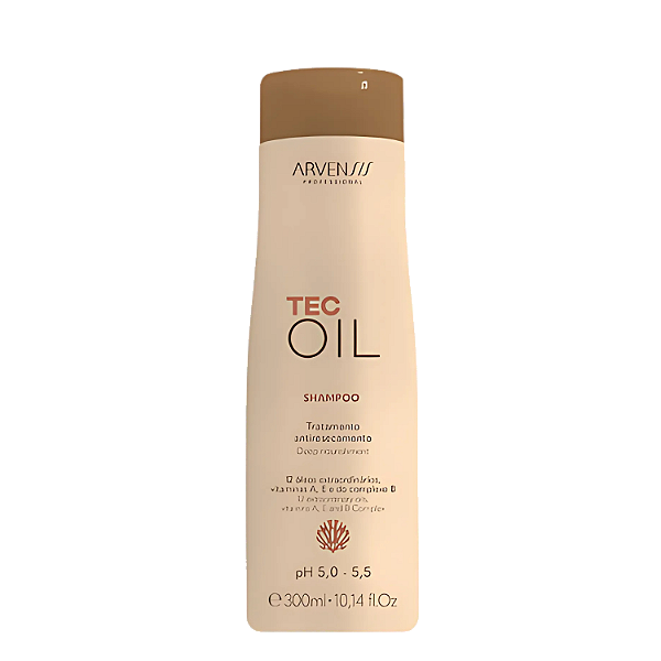 Shampoo Nutritivo Tec Oil 300ml - Arvensis Professional | Nutrição Intensa e Brilho para Fios Porosos