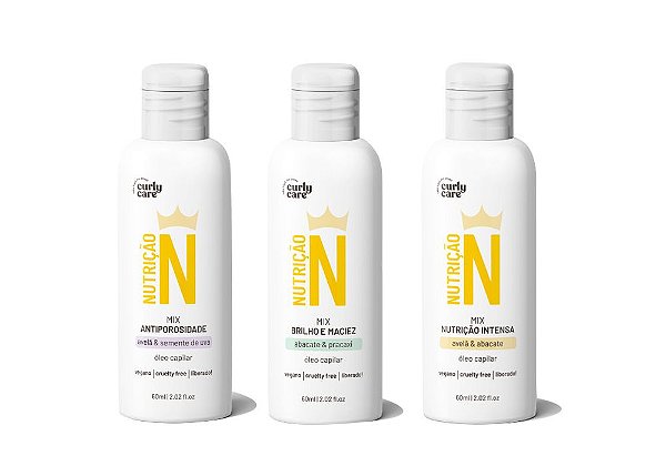 Trio Mix de Óleos Linha N 60mL - Curly Care | Antiporosidade, Brilho e Nutrição Intensa