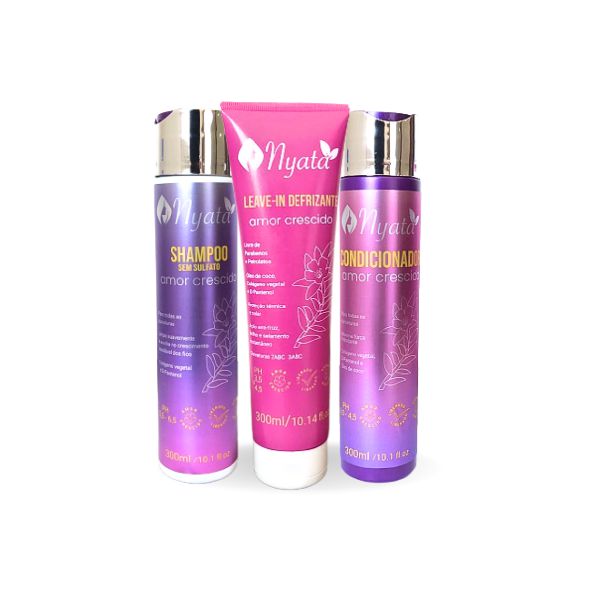 Trio Shampoo, Condicionador e Leave-in Amor Crescido - Nyata