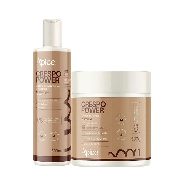 Duo Creme de Pentear e Gelatina Crespo Power 300mL - Apice | Seu Crespo mais Definido e Brilhoso