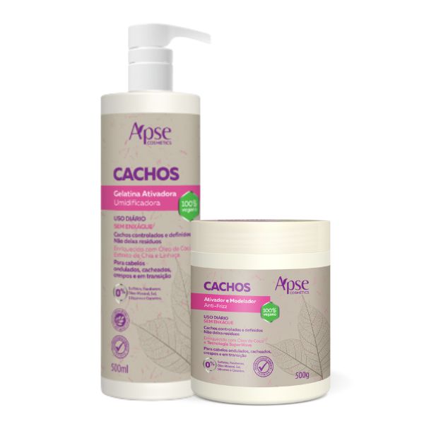Duo Cachos Ativador e Gelatina 500mL - Apice | Cachos Hidratados, Definidos e com Movimento Natural!