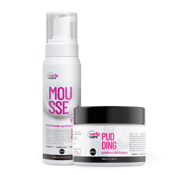 Duo Mousse Modelador e Pudding Gelatina - Curly Care | Definição Forte e com Zero Ressecamento