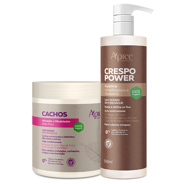 Duo Ativador de Cachos e Gelatina Crespo Power 500mL - Apice | Definição, Nutrição e Controle