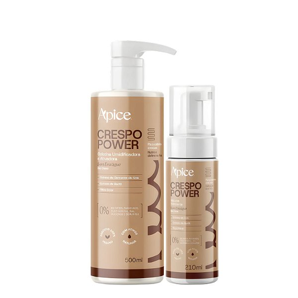 Duo Gelatina Umidificadora e Mousse Crespo Power 500mL - Apice | Finalização Prolongada em Dobro