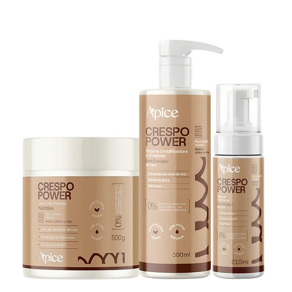 Trio Para Finalização Crespo Power 500mL - Apice | Definição e Revitalição dos Cachos