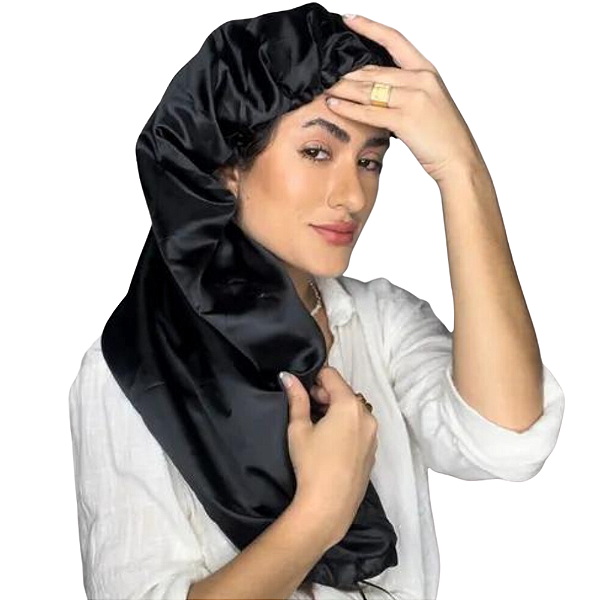 Touca de Cetim Alongada Anti- Encolhimento Preta - Soulta