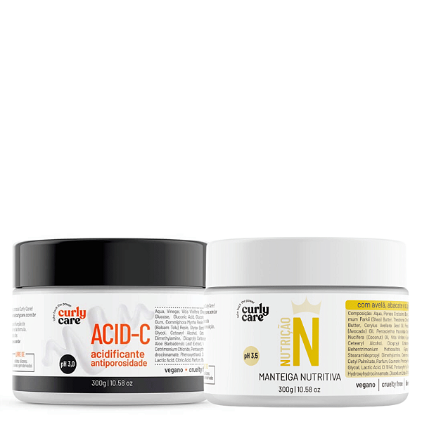 Duo Antiporosidade Acid-C e Manteiga Nutritiva N - Curly Care | Tratamento para Cabelos Porosos e Ressecados