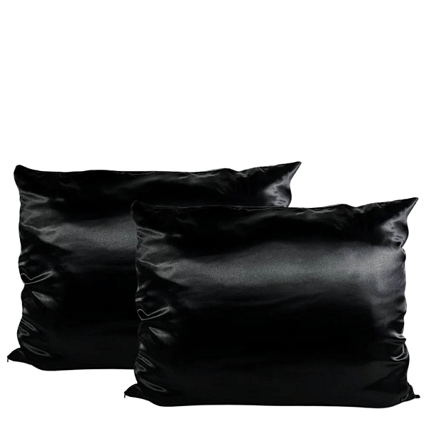 Duo Fronhas de Cetim Anti Frizz Preta Com Zíper Queen Size 55x70 - Soulta