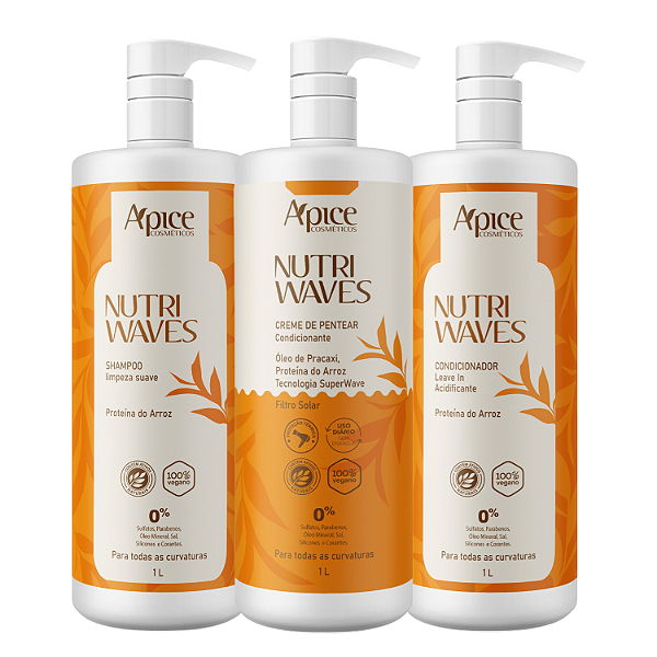 Trio Pro Nutri Waves Shampoo, Condicionador e Creme - Apice Cosméticos