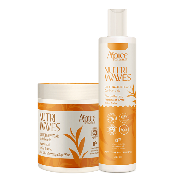 Duo Nutri Waves Creme de Pentear e Gelatina 300mL - Apice Cosméticos