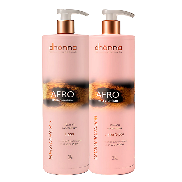 Duo Shampoo e Condicionador Afro 1L - Dhonna | Nutrição e Hidratação para Cachos e Crespos