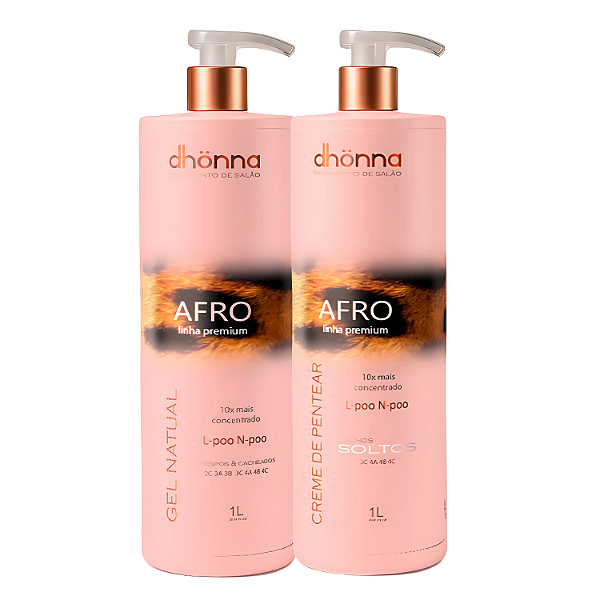 Duo Creme de Pentear 4ABC e Gel de Definição Afro 1L - Dhonna | Cachos Definidos, Hidratados e Sem Frizz