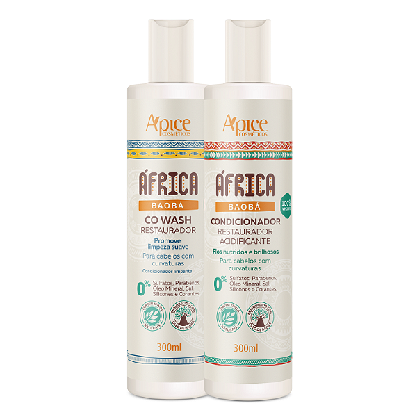 Co Wash e Condicionador África Baobá 300mL - Apice | Cabelos nutridos, definidos e radiantes desde a limpeza
