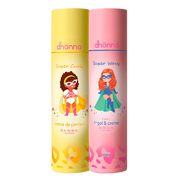 Duo Mix Infantil Creme de Pentear Super Curly e Gel & Creme Super Wavy - Dhonna | Definição para Cachinhos Perfeitos