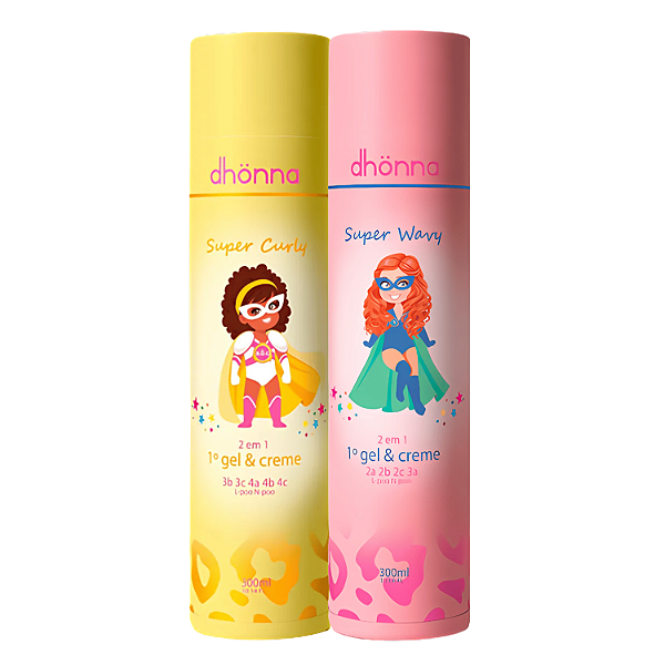 Duo Mix Gel e Creme Infantil 300mL - Dhonna | Cuidados Naturais e Suaves para os Cachos dos Pequenos