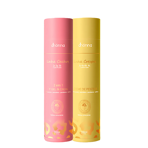 Duo Mix Creme de Pentear Crespos e Gel Creme Cachos 300mL - Dhonna |  O Combo Perfeito para Fios Definidos