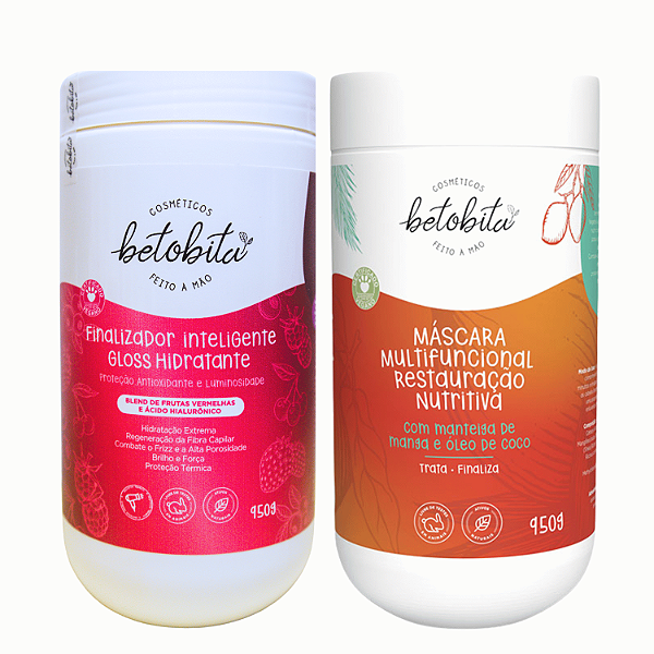 Duo Finalizador Gloss e Máscara Restauração Nutritiva - BetoBita | 950g de Finalização e Hidratação Profunda