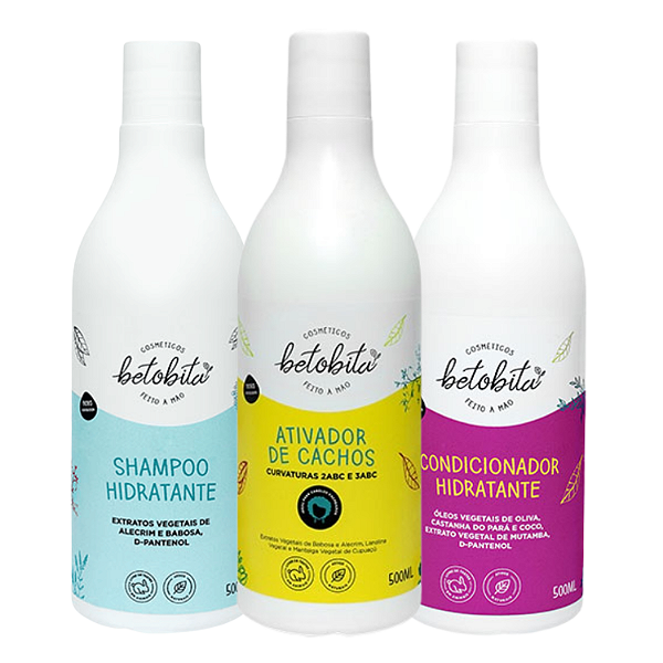 Trio Shampoo, Condicionador e Ativador de Cachos 3ABC - BetoBita | Cachos Perfeitos Todos os Dias