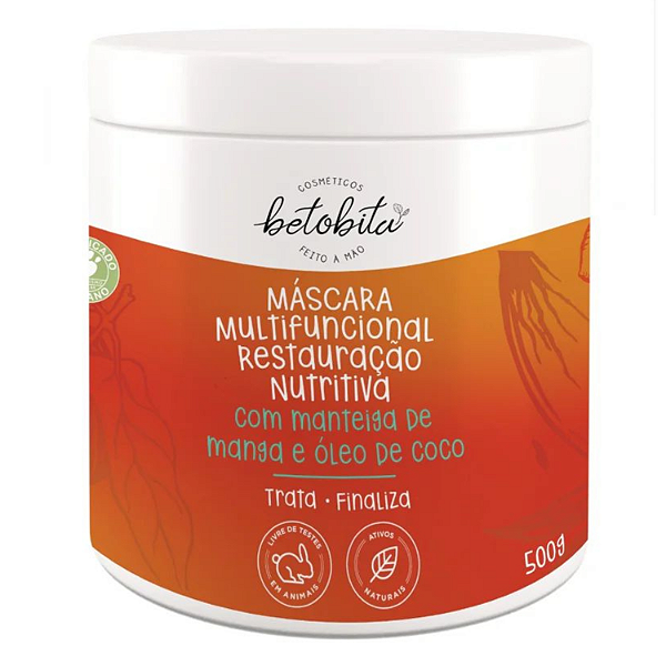 Máscara Restauração Nutritiva 3 em 1 500g - BetoBita | Hidratação e Finalização para Cachos