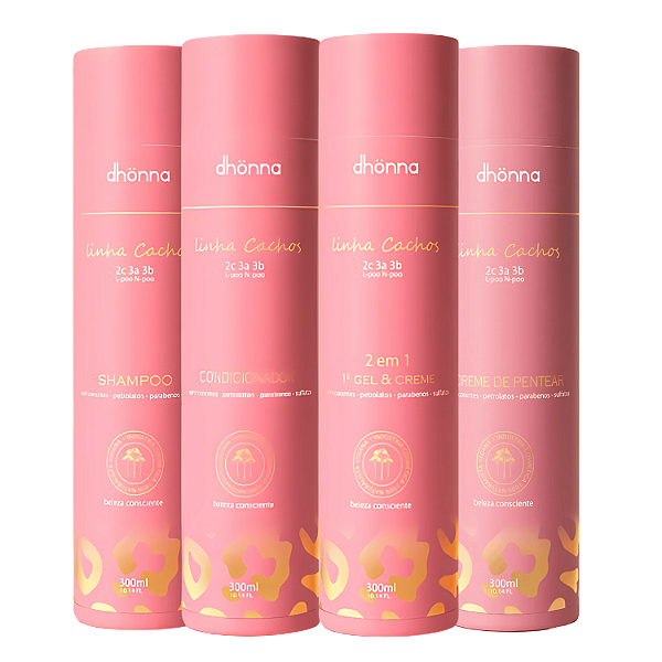 Kit Cachos Dhonna | Limpeza, Hidratação, Nutrição e Definição em 4 Produtos