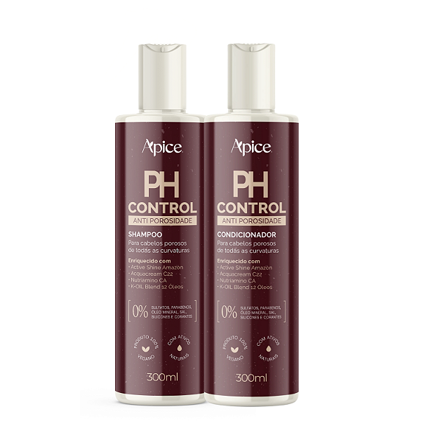 Duo Shampoo e Condicionador PH Control 300mL - Apice | Limpeza Profunda e Combate à Porosidade