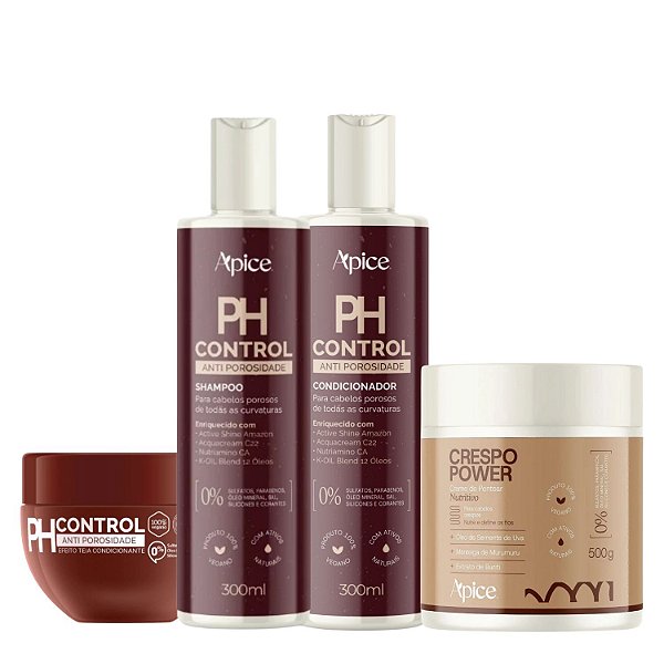 Kit PH Control + Creme Crespo Power 500g - Ápice | Nutrição Intensa e Finalização Duradoura