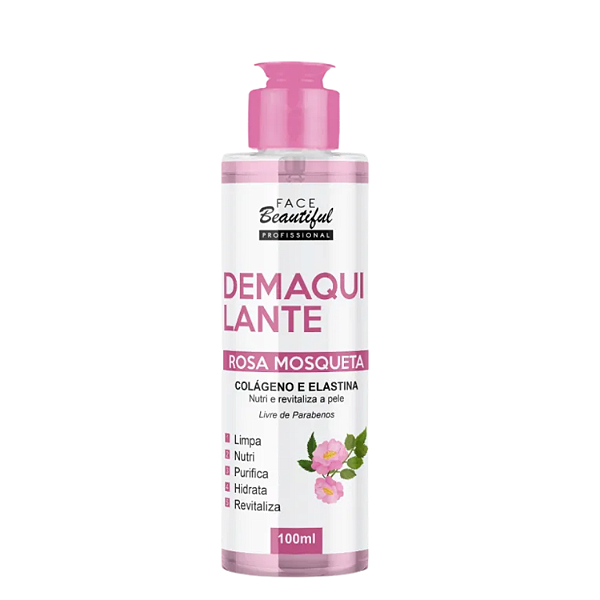 Demaquilante Rosa Mosqueta 100ml – Face Beautiful | Promove Hidratação, Firmeza e Elasticidade