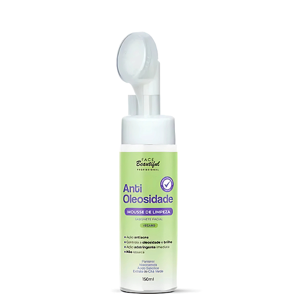 Sabonete Facial Mousse Espuma de Limpeza Antioleosidade 150ml – Face beautiful | Limpeza Profunda e Refrescante