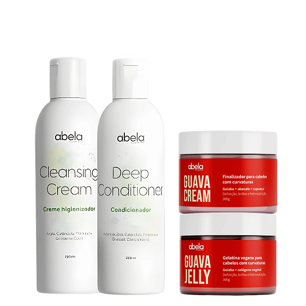 Kit Shampoo e Condicionador Gentil + Guava Cream e Guava Jelly – Abela | Limpeza, Hidratação e Definição