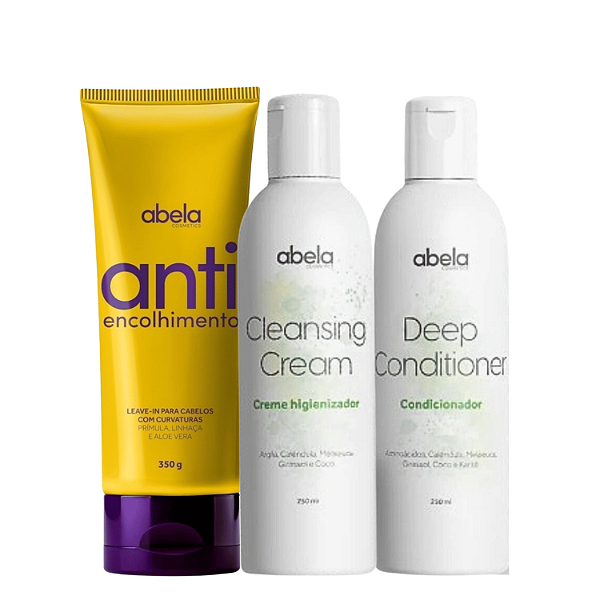 Kit Abela Hope Limpeza, Hidratação e Finalização – Shampoo 250mL + Condicionador 250mL + Finalizador Antiencolhimento