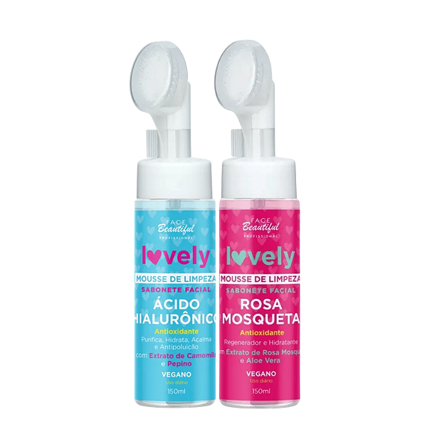 Kit Mousse de Limpeza Facial Rosa Mosqueta + Ácido Hialurônico150mL - Face Beautiful | Skincare Antioxidante e Hidratant