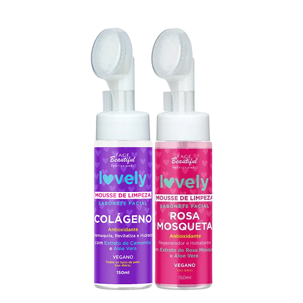 Kit Mousse de Limpeza Facial Rosa Mosqueta + Colageno 150mL - Face Beautiful | Skincare Antioxidante e Hidratante