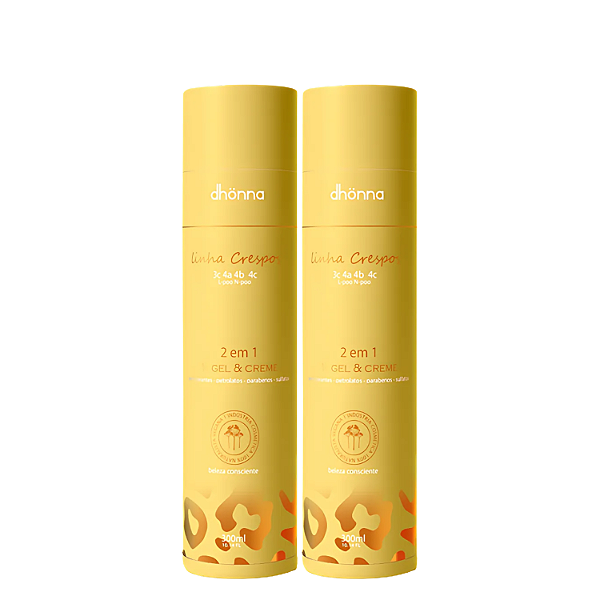 Duo 2x Gel e Creme Crespos 2 em 1 300mL - Dhonna | Hidratação e Controle do Frizz