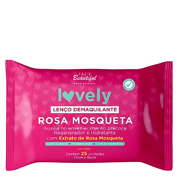 Lenço Demaquilante Lovely Rosa Mosqueta - Face Beautiful | Limpeza Facial Prática e Hidratação intensa