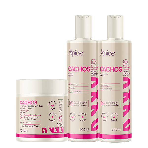 Trio Shampoo, Condicionador e Ativador de Cachos 500g Essence – Apice Cosméticos | Cuidado Essencial em 3 Passos