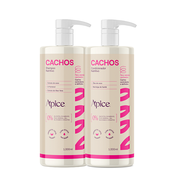 Duo Shampoo e Condicionador Cachos 1L Pro – Apice | Limpeza Suave e Nutrição Intensa