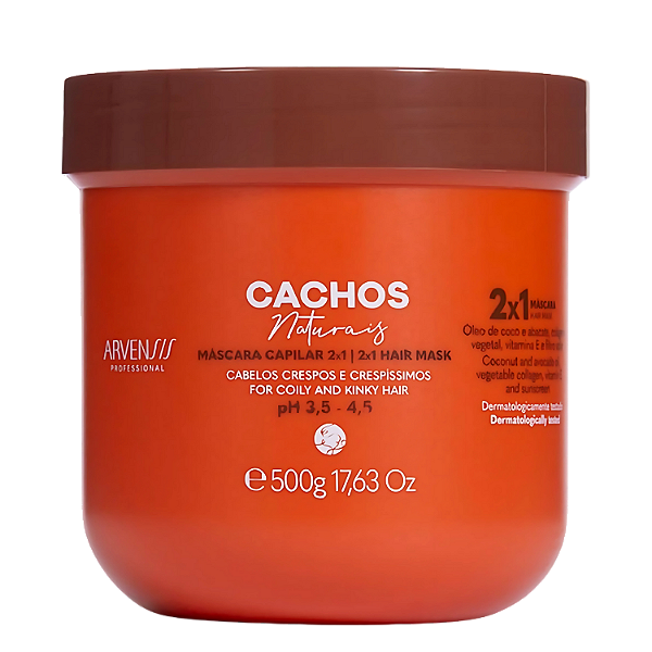Máscara Capilar 2x1 Cachos Naturais 500g -Arvensis | Tratamento e Leave-in com Definição