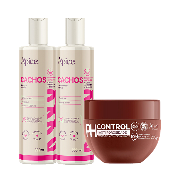 Kit Cachos Shampoo e Condicionador Essence e Acidificante PH Control - Apice | Definição e Nutrição Profunda