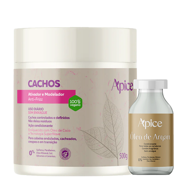 Kit Brilho e Definição Ativador de Cachos 500g e Óleo de Argan 12ml - Apice