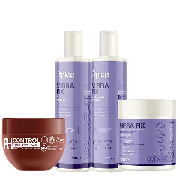 Kit Mirra Fix + Máscara Antiporosidade Ph Control | Cachos Definidos e com Movimento Natural