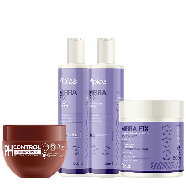 Kit Mirrafix Completo com Máscara Acidificante Ph Control - Apice | Hidratação, Definição e Controle do Frizz