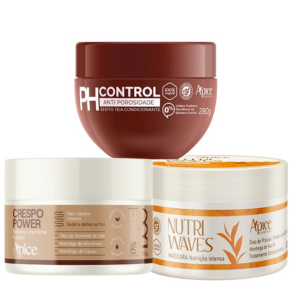 Cronograma Acidificante Antiporosidade Nutri Waves- Apice | Para Cabelos Porosos e Ressecados