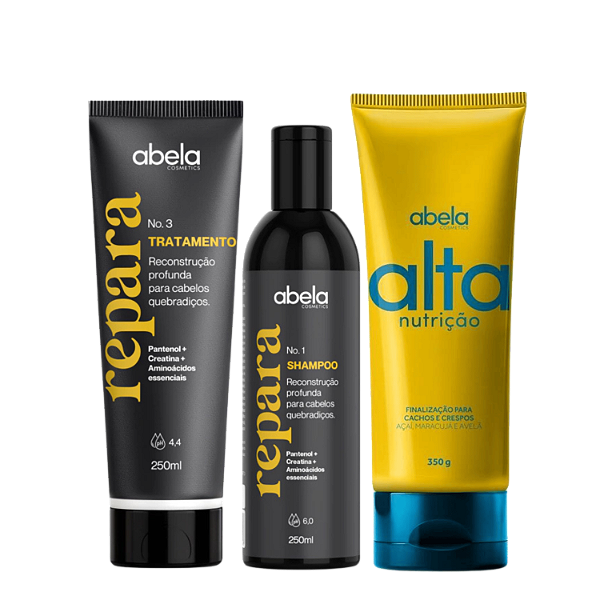 Kit Abela Repara + Finalizador Alta Nutrição – Cachos Hidratados, Nutridos e sem Frizz