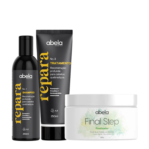 Kit Abela Repara + Creme Final Step Hope - Alta Definição e Reparação Profunda dos Cachos