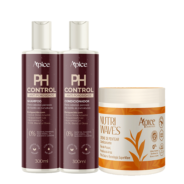 Kit Previne Ressecamento Ph Control + Creme Nutri Waves - Apice | Nutre Profundame