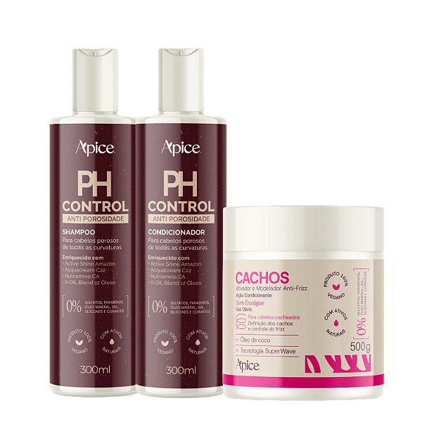 Kit PH Control + Ativador de Cachos Essence 500g - Ápice | Ação Hidratante, Define os Cachos e Combate o Frizz