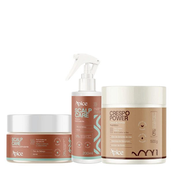 Kit Crescimento Capilar Scalp Care + Creme Crespo Power - Apice | Nutrição, Definição e Crescimento