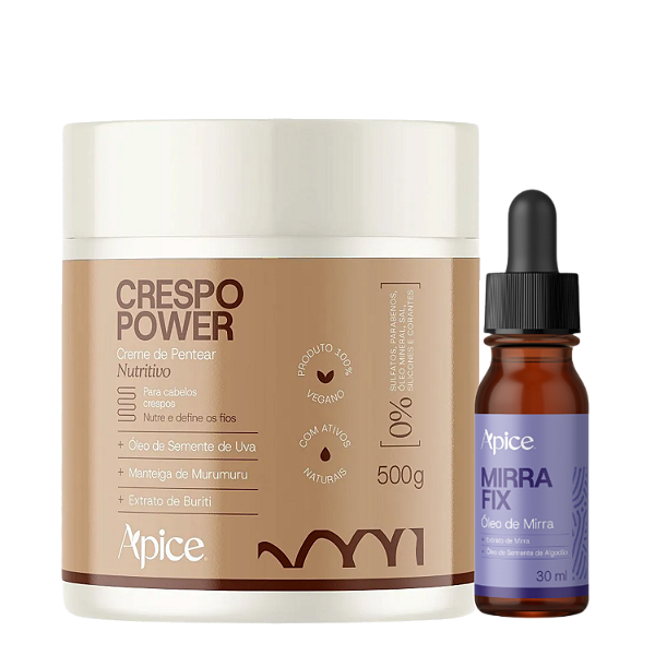 Kit Creme de Pentear Crespo Power + Óleo Mirrafix Apice – Definição, Nutrição e Brilho para Cabelos Crespos